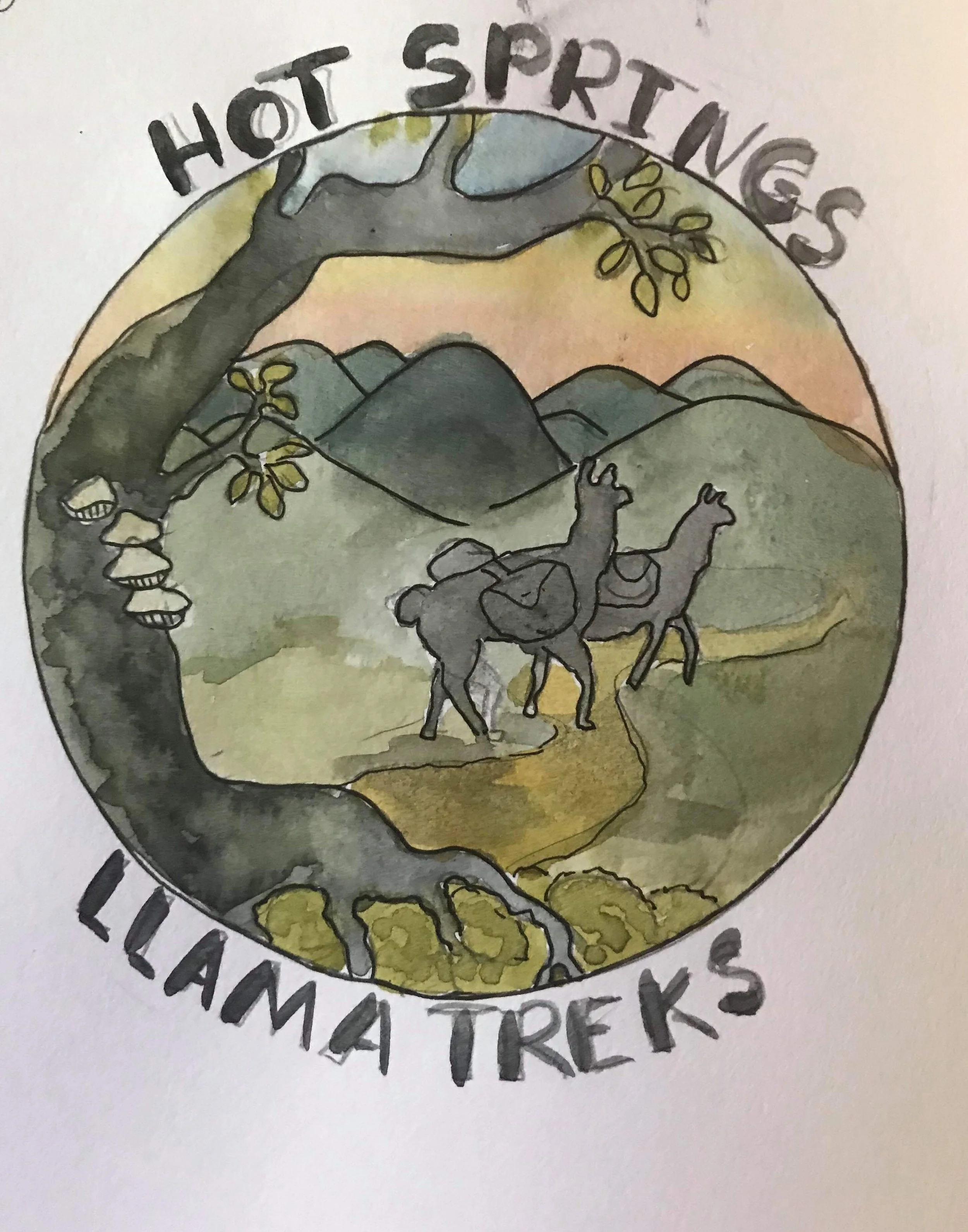 Hot Springs Llama Treks - original logo concept